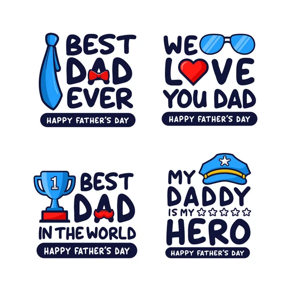 Fathers Day Lettering Sticker Design Logo Collection — Stockvector
