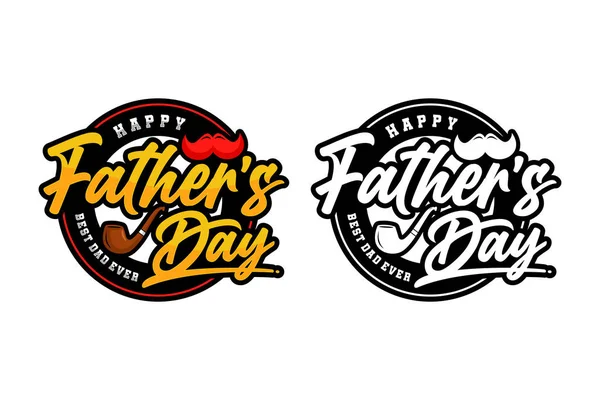 Happy Fathers Day Best Dad Ever Vector Design Logo — Stockvector