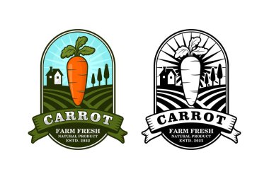 Havuç çiftliği taze doğal ürün tasarım logosu koleksiyonu