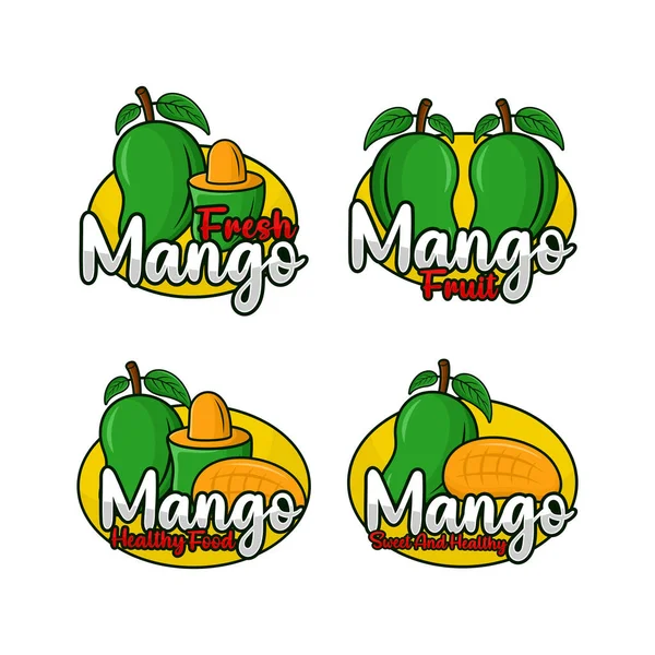Yeşil mango meyve vektör logo koleksiyonu
