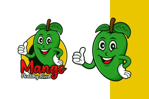 Mango Healthy Food Mascot Cartoon Design Illustration —  Vetores de Stock