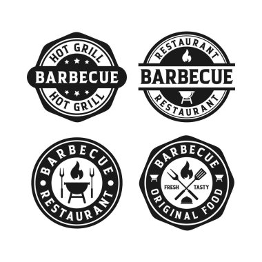 Barbekü restoran rozeti tasarım logosu koleksiyonunu damgaladı