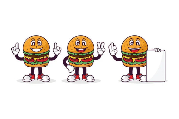 Burger Cartoon Character Vector Design Collection — 스톡 벡터
