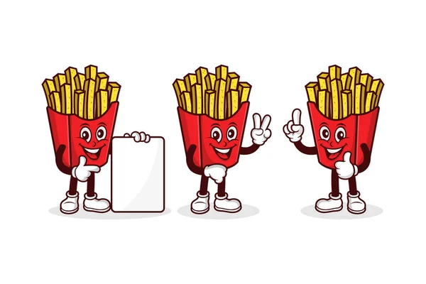 French Fries Cartoon Character Vector Design Collection — 스톡 벡터