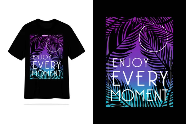 Enjoy Every Moment Tshirt Beach Sunset Summer Design — Stok Vektör