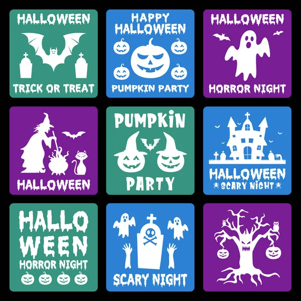 Happy Halloween Label Flat Design Illustration Collection Vectorbeelden