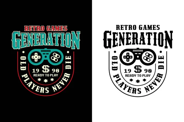 Retro Games Generation Never Die Tshirt Design Stockillustratie