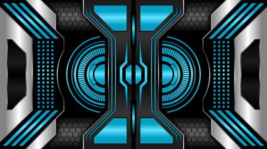 Geleceksel teknoloji metalik gökyüzü mavi soyut arkaplan