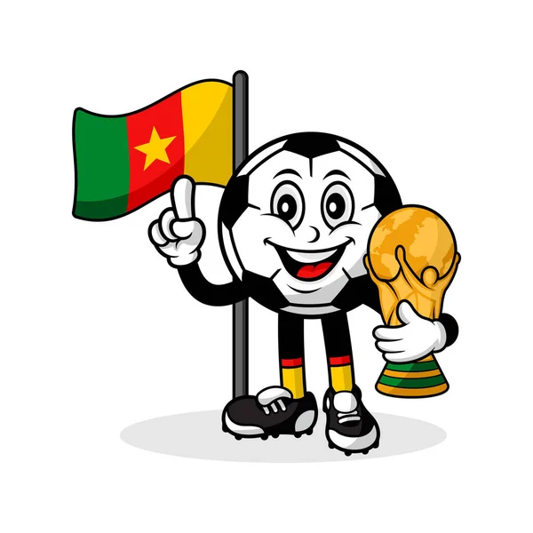 Футбольный Флаг Камеруна Трофеем Мира — стоковый вектор