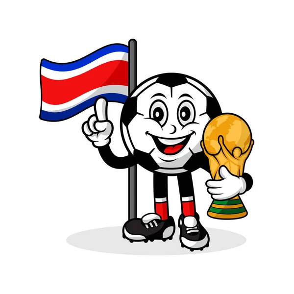 吉祥物卡通人物足球世界杯会旗 — 图库矢量图片