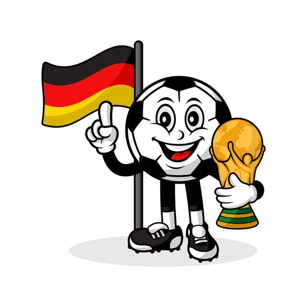 Maskottchen Cartoon Fußball Deutschland Flagge Mit Trophäe Weltmeister — Stockvektor