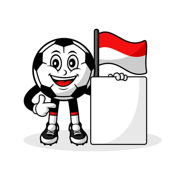 Mascote Desenho Animado Futebol Indonésia Bandeira Com Bandeira —  Vetores de Stock