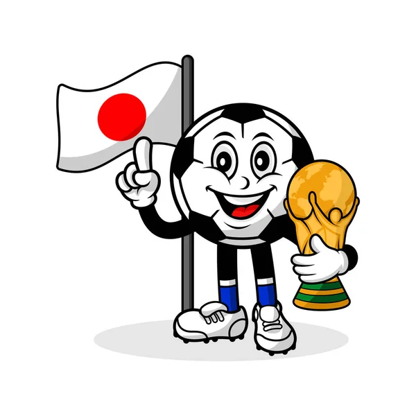 Карикатурный Флаг Японии Трофеем Мира — стоковый вектор