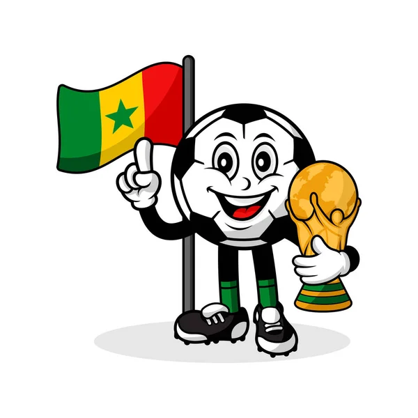 Футбольный Флаг Сенегала Трофеем Мира — стоковый вектор