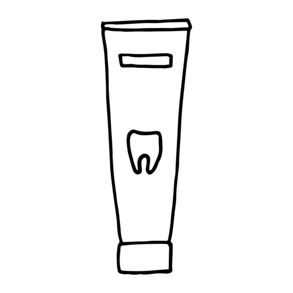 Dentifricio tubo cura dentale doodle schizzo vettore — Vettoriale Stock