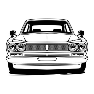 Kavramsal Tasarım için Siyah ve Beyaz Araba Çizimi