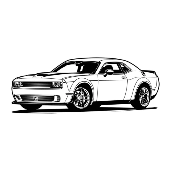 Zwarte Witte Auto Illustratie Voor Conceptueel Ontwerp — Stockvector