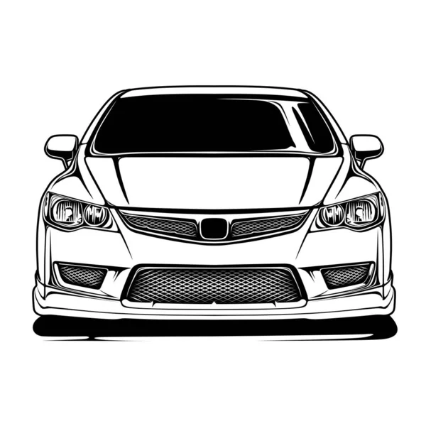 Schwarz Weiße Auto Illustration Für Konzeptdesign — Stockvektor