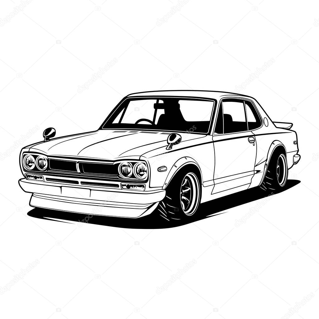Black And White Car Illustration For Conceptual Design