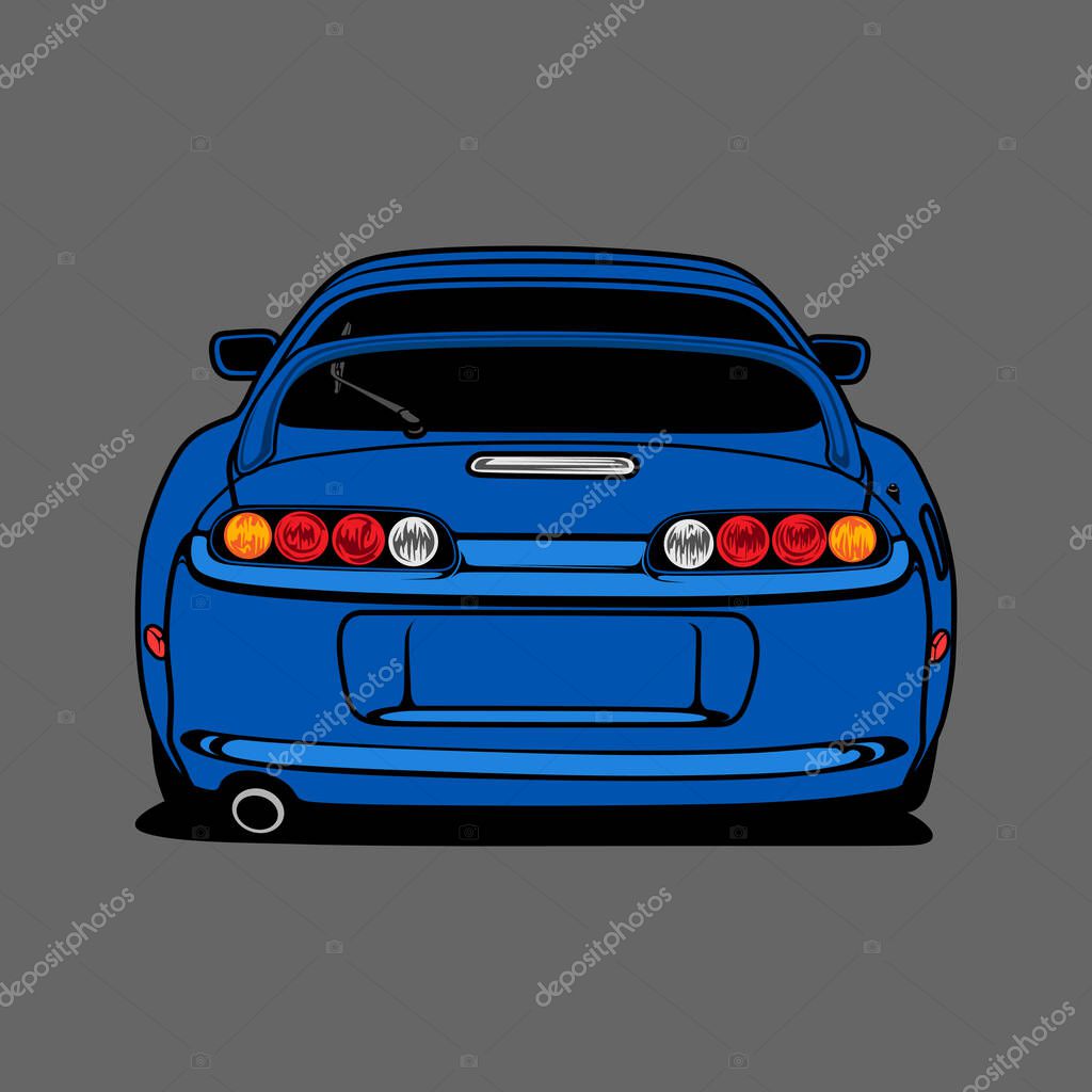 Cartoon car supra vector illustration for conceptual design. Good for poster, sticker, t shirt print, banner.