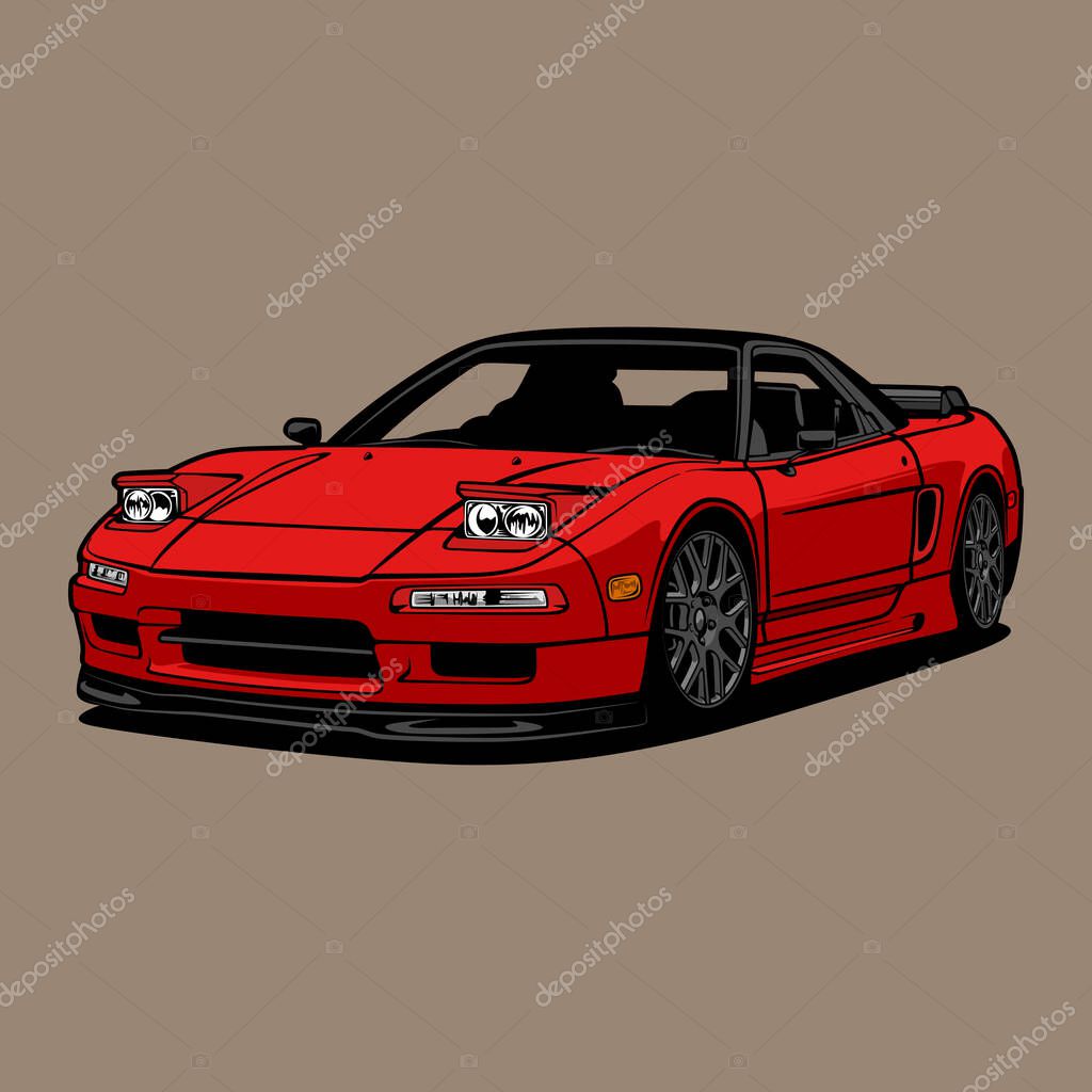Cartoon car nsx vector illustration for conceptual design. Good for poster, sticker, t shirt print, banner.