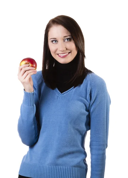 Frau mit Apfel — Stockfoto