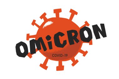 Yeni Coronavirus varyantı - omicron, beyaz arkaplan üzerinde illüstrasyon.