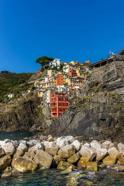 Fridfull Utsikt Över Rio Maggiore Cinque Terre Italien Från Havet — Stockfoto