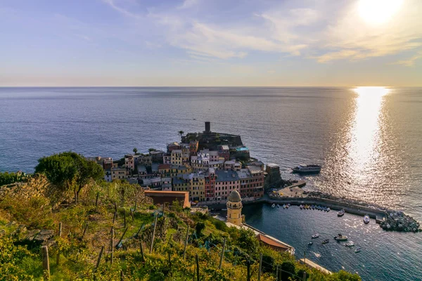Klidný Výhled Přístav Vesnice Vernazza Cinque Terre Itálii — Stock fotografie