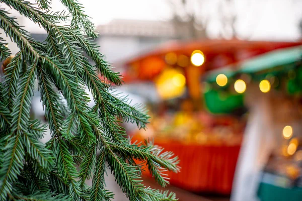 Ramo Uma Árvore Natal Mercado Suíça — Fotografia de Stock