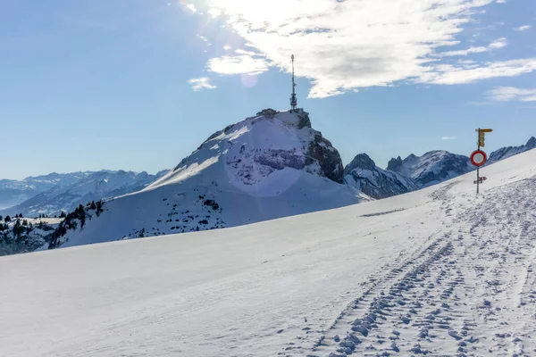 Blick Auf Den Gipfel Des Hohen Kasten Schweizer Kanton Appenzell — Stockfoto