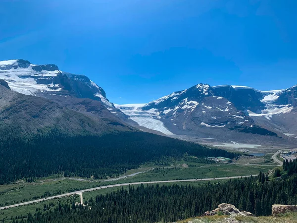 Mendaki Wilcox Pass Jasper National Park Dengan Pemandangan Dari Athabasca — Stok Foto