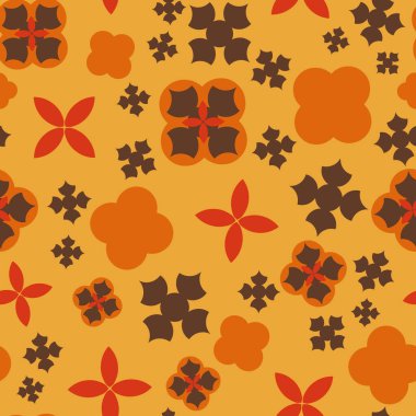 Kahverengi, kırmızı, soluk beyaz ve turuncu basit retro desenli doku vektörü pürüzsüz tekrar baskı arka planı