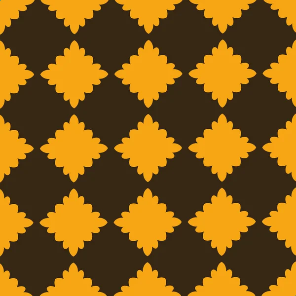 Patrón sin costuras de moda RETRO con fondo de impresión marrón amarillento repetido — Vector de stock