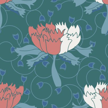 El çizimi çiçek vektörü kusursuz tekrar desen yazdırma arkaplanı