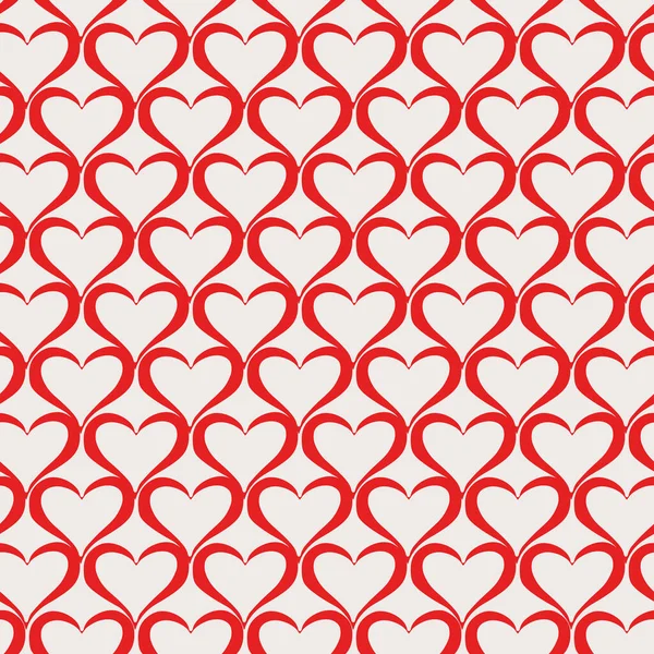 Corazones rojos vector sin costuras patrón de repetición de impresión sobre fondo blanco — Vector de stock