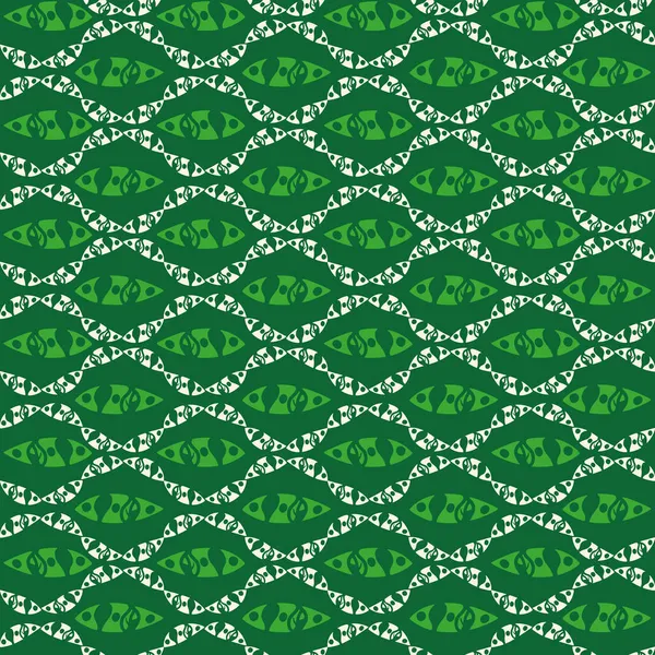 Fleurs rétro abstraites vertes dessinées à la main sans couture motif imprimé fond — Image vectorielle