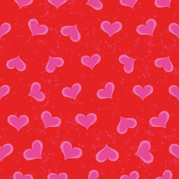 Pink and red hearts vector seamless repeat pattern print background — Stock Vector