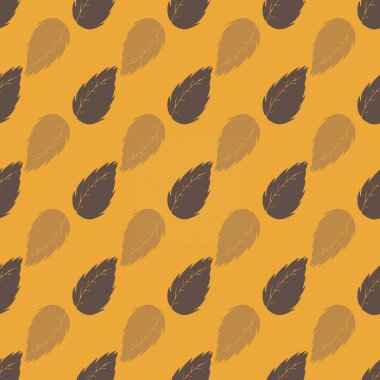 Retro renkleri turuncu ve sarı yapraklar desen tekrar yazdırma arkaplanı