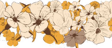 Retro renkli çiçek pankartı çerçeve vektörü pürüzsüz tekrar baskı arkaplanı