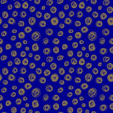 Kral mavi arkaplandaki altın noktalar pürüzsüz tekrarlanan desen baskısı