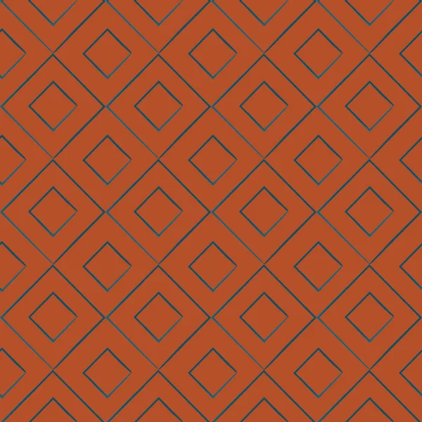 Blue square in squares on orange background seamless repeat pattern print — Stok Vektör