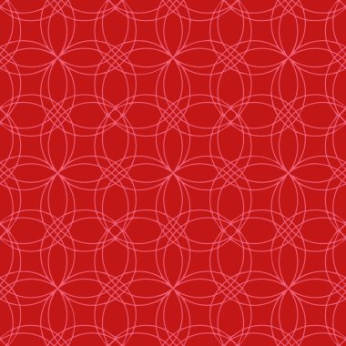 Kırmızı arkaplan vektöründe pembe ince daireler, tekrarlanmayan desen baskısı
