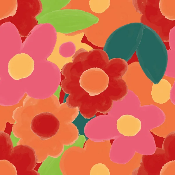彩色手绘花卉矢量无缝重复图案印刷背景 免版税图库插图