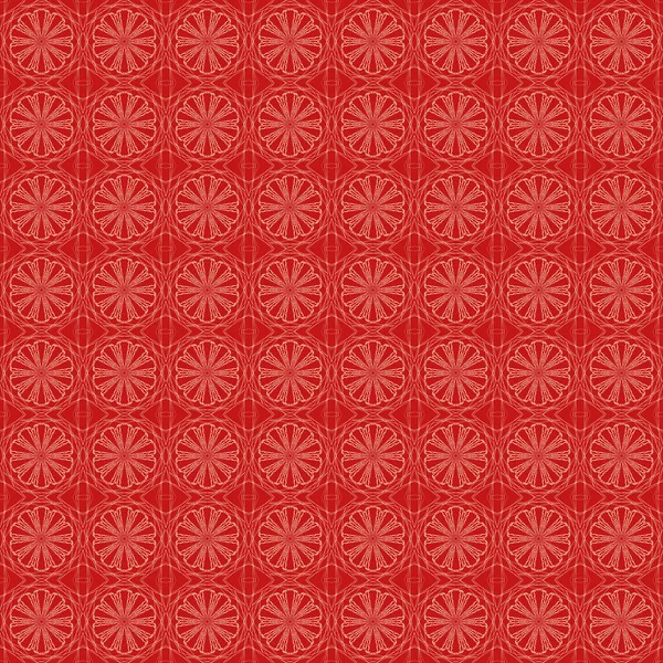 Rode en roze mandala naadloze herhaling patroon print achtergrond — Stockvector