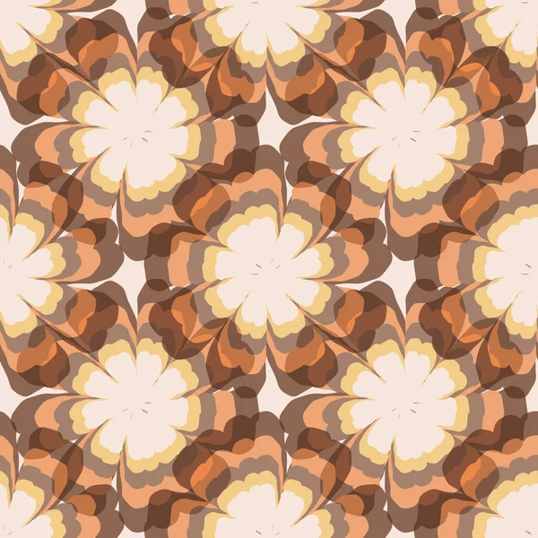 Желтый, оранжевый и коричневый винтажные цветы бесшовный фон Стоковая Иллюстрация