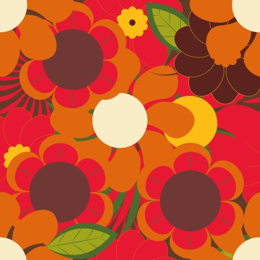 Polkadotlardaki Retro tarzı çiçek vektörü kusursuz tekrarlanmayan desen yazdırma arkaplanı