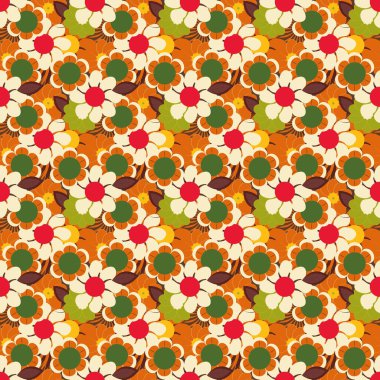 Polkadotlardaki Retro tarzı çiçek vektörü kusursuz tekrarlanmayan desen yazdırma arkaplanı