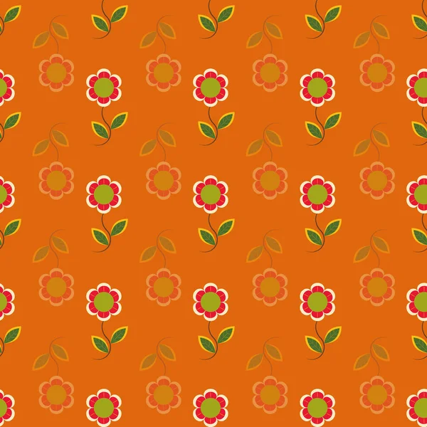 Retro-Stil Blume in polkadots Vektor nahtlose Wiederholung Muster drucken Hintergrund — Stockvektor