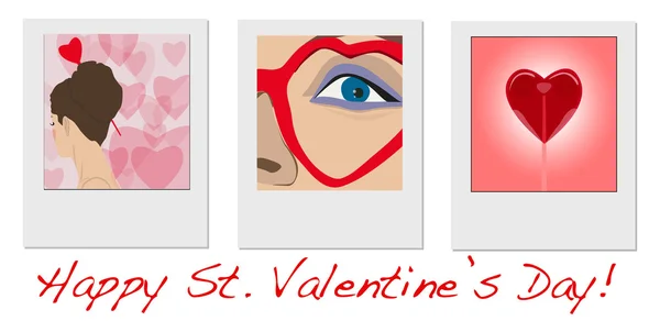 La felicitación con el Día de San Valentín en las fotos — Vector de stock